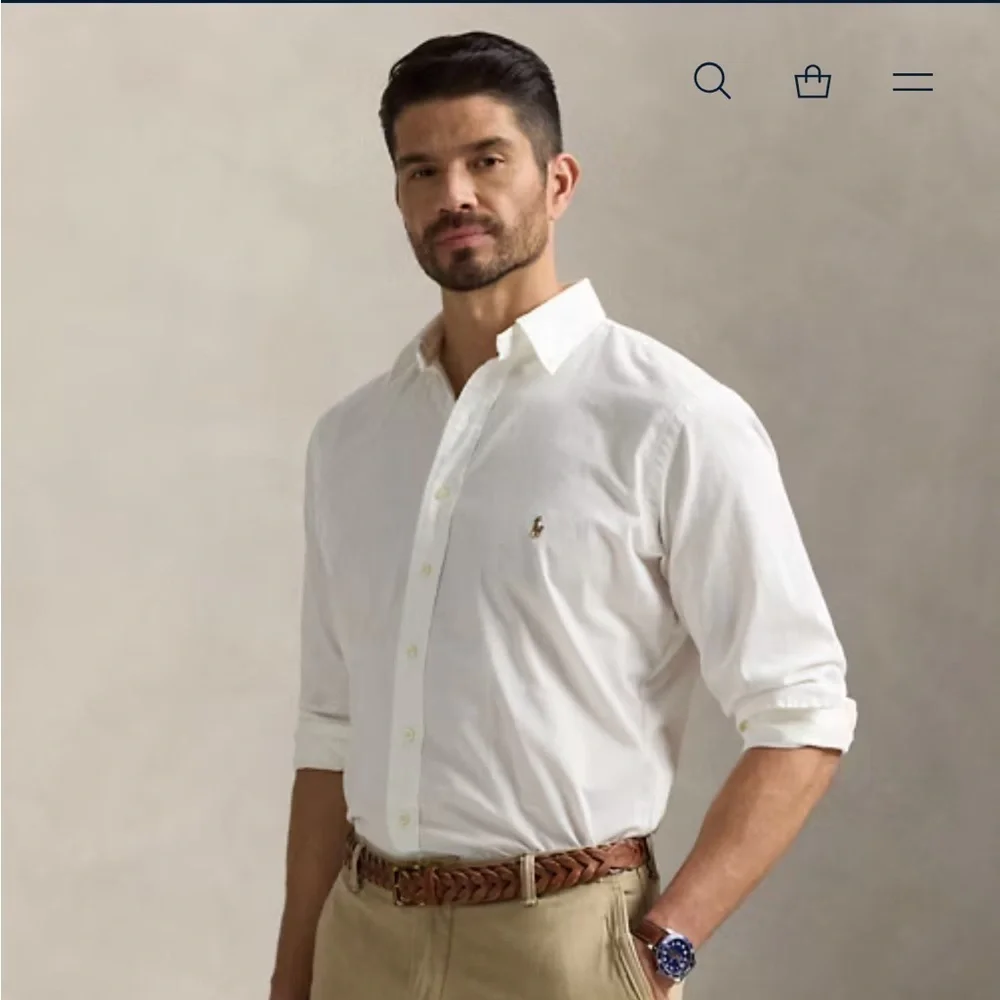Ralph Lauren Men's white Chambray button down Shirt 16.5-35